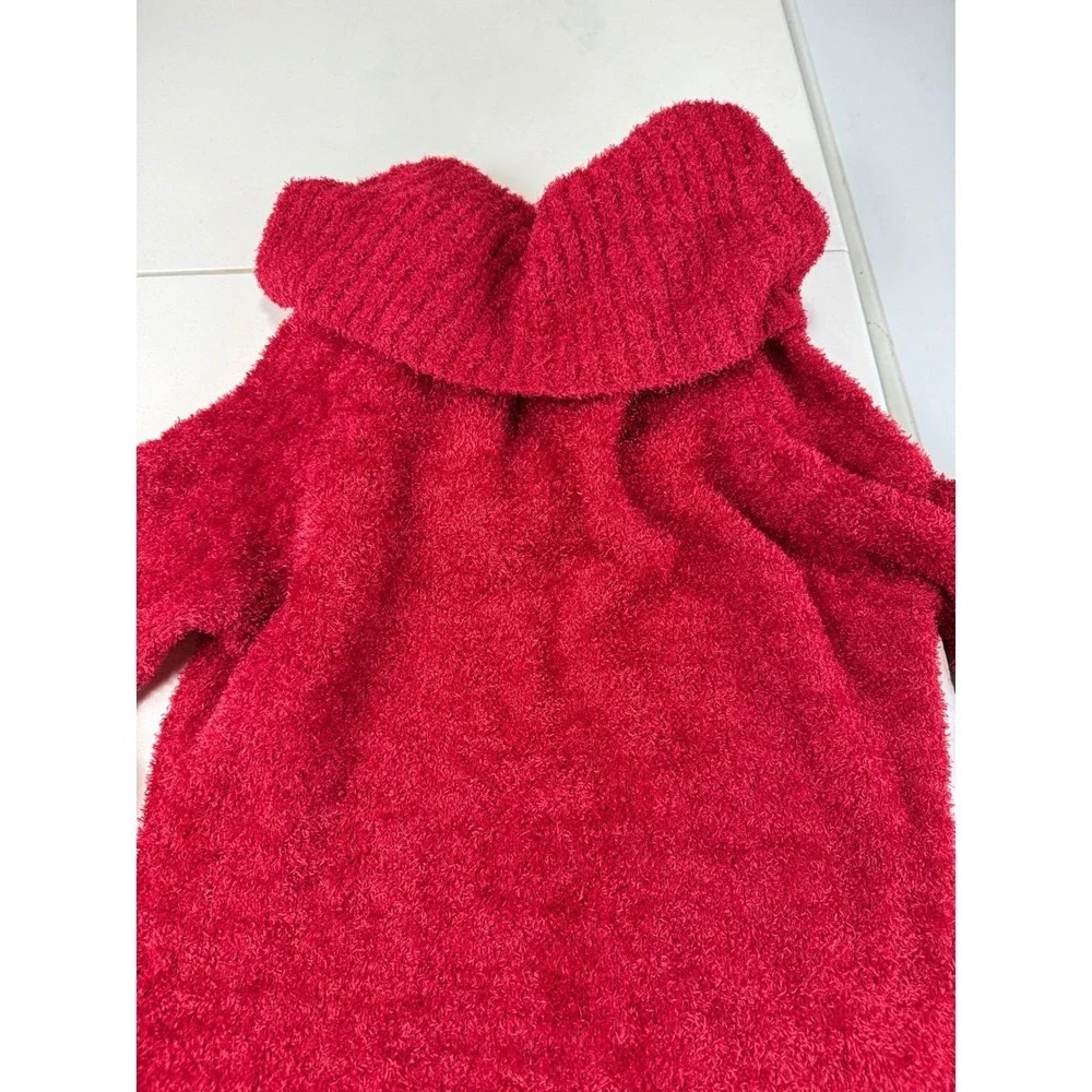 Cato Red Fuzzy Chenille Cowl‎ Neck Long Sleeve Sweater L - Picture 3 of 7